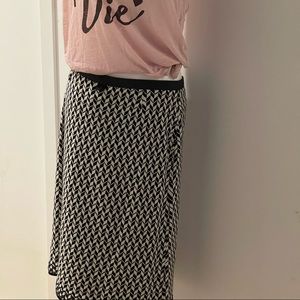 Brooks Brothers Black White Wool Knit Midi Skirt